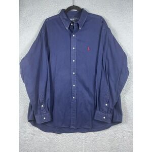 Ralph Lauren Men's Solid Blue Button Up Shirt Size XXL